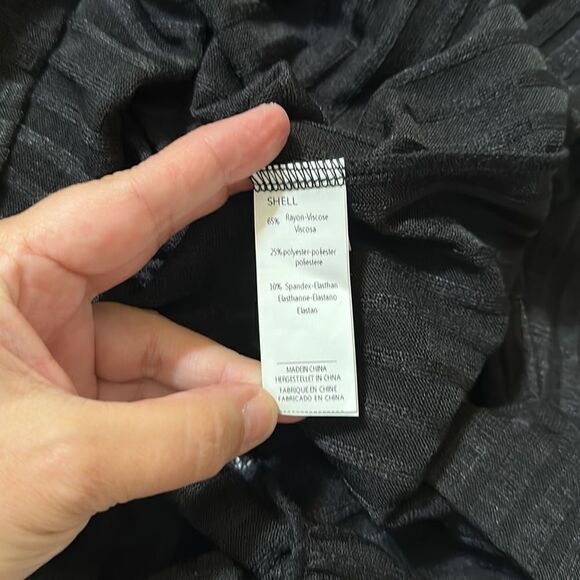 CUPSHE M Black V-Neck Long Sleeve Knit Ribbed Swim Cover-up Ruffle Dress - Picture 12 of 14